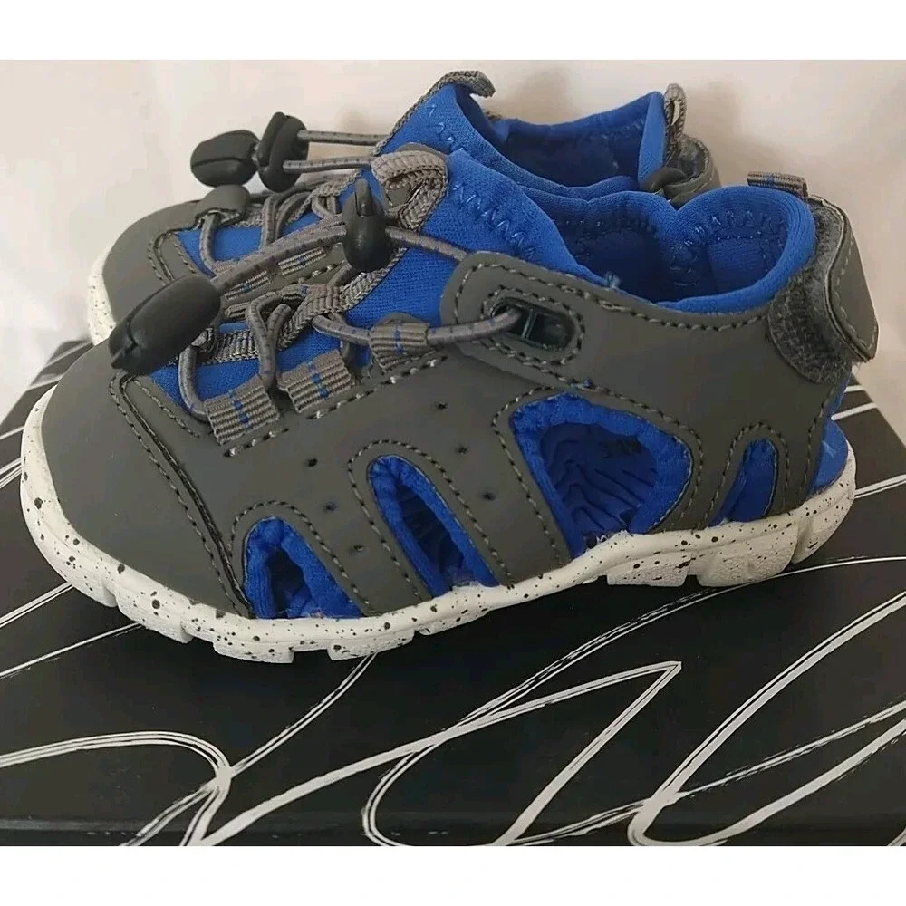 Max + Jake Lil Wade Toddler Sandals Size 6M Gray Blue Waterproof Adjustable